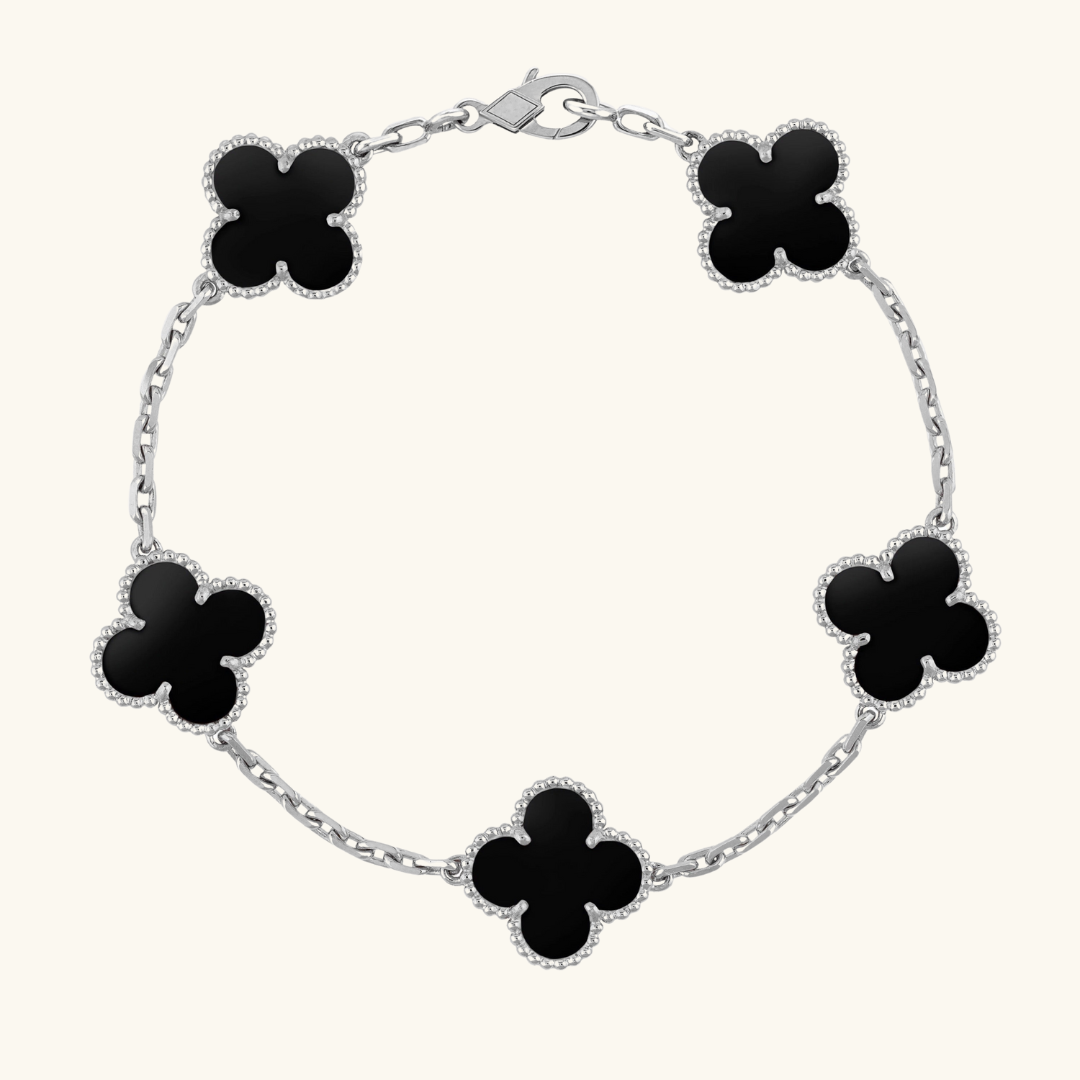 CLOVER | Sort/Sølv-armbånd