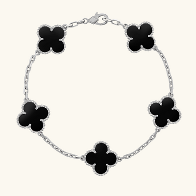 CLOVER | Sort/Sølv-armbånd