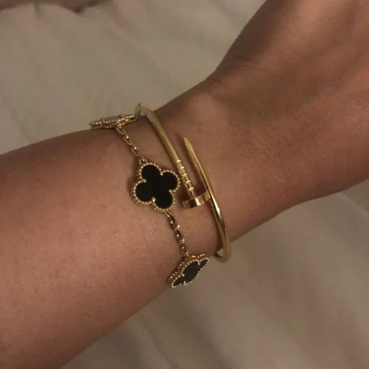 CLOVER | Sort/Guld-armbånd