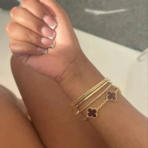CLOVER | Sort/Guld-armbånd